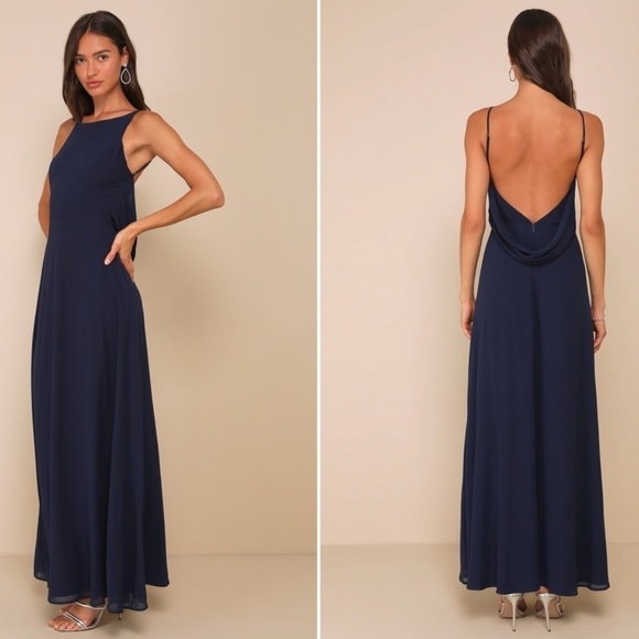 LULUS Elegant Wedding Bridesmaid Romantic Flowy Chic Sophisticated Maxi Dress - Picture 3 of 3